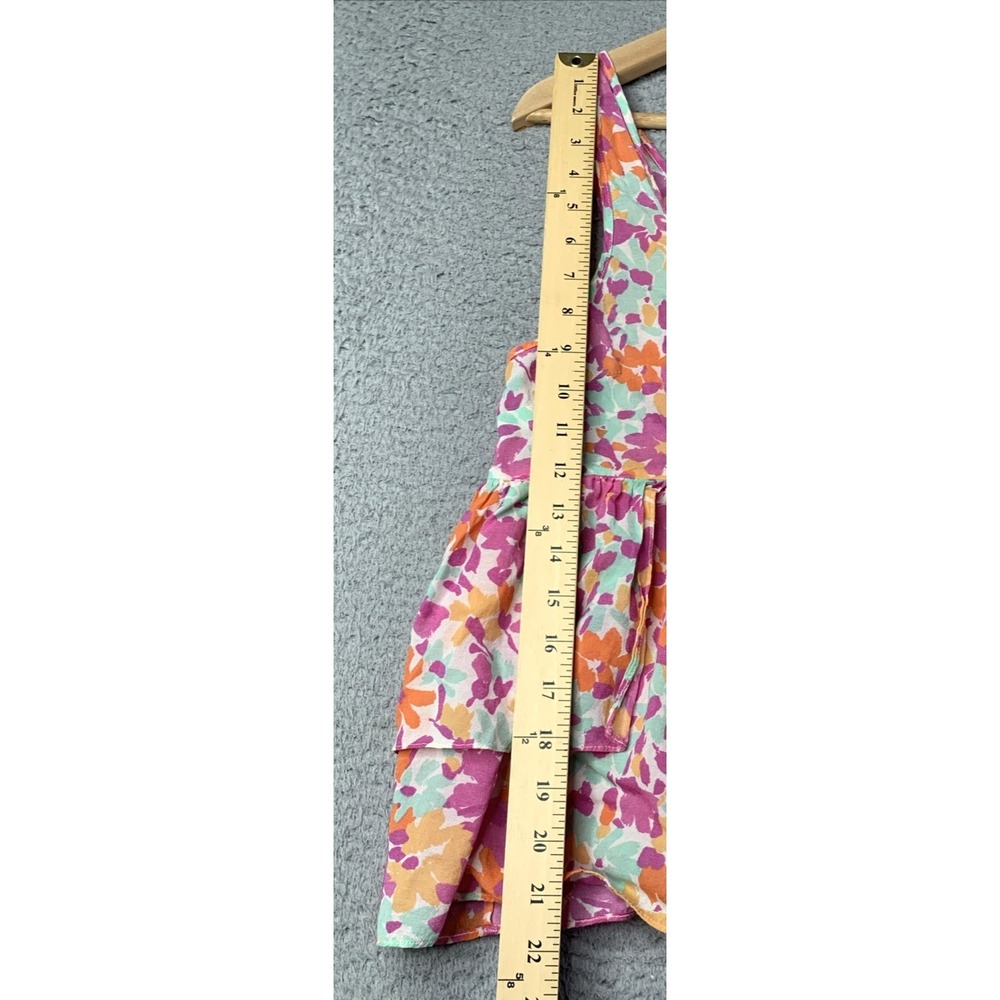 Free People Top Womens Size Small  Pink Floral Sleeveless Layer Ruffle Tank Top - Picture 2 of 8